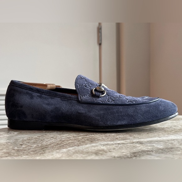 GUCCI GG Horsebit Suede Loafers Blue 9 / 9.5 US $1050 Jordaan 1953 Moccasins main image 8